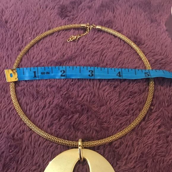 Beautiful New Large Gold High Polished Round Disk Adjustable Necklace - Picture 5 of 8